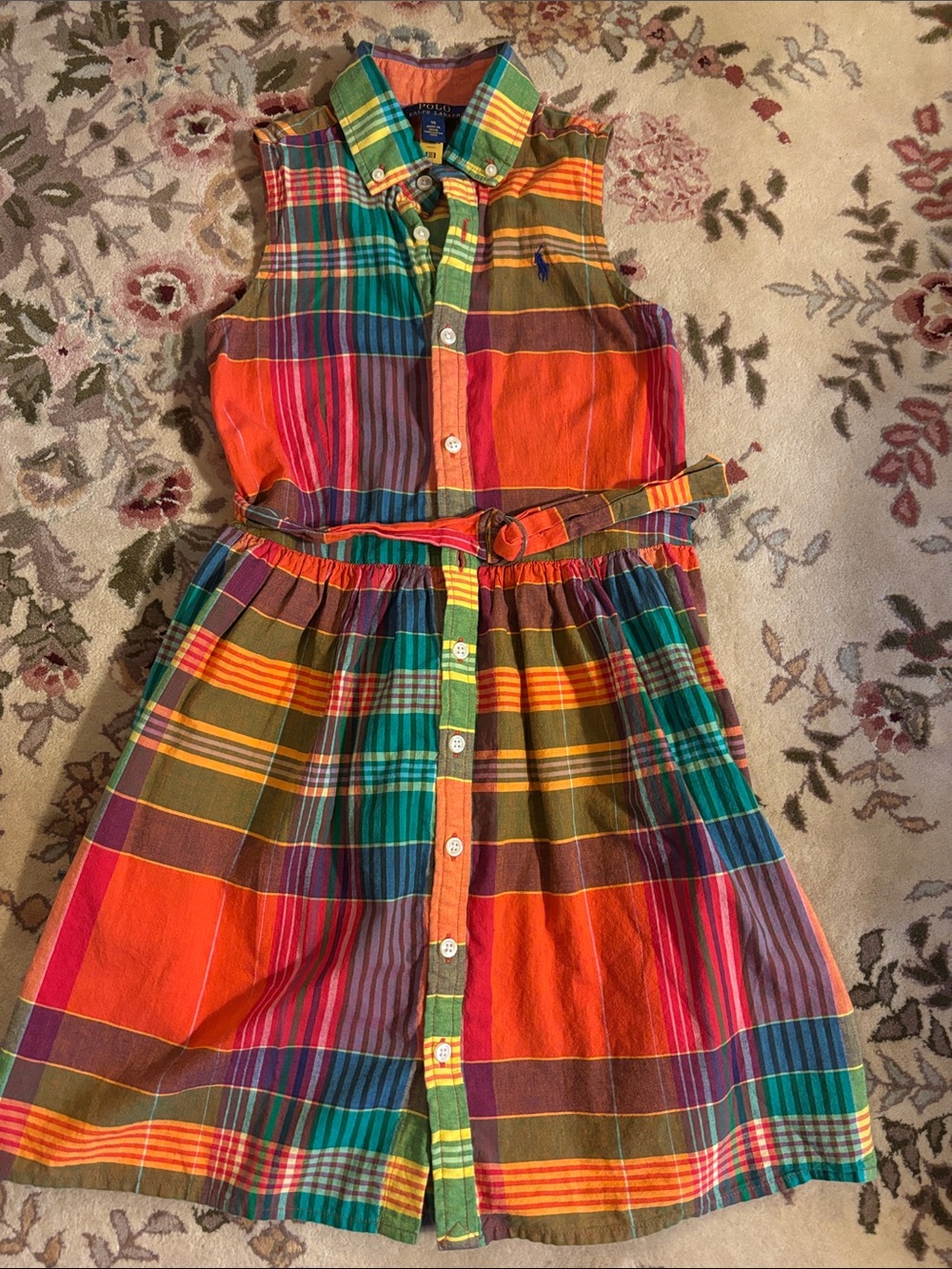 Ralph Lauren Multicolor Plaid Sleeveless Button-Front Dress